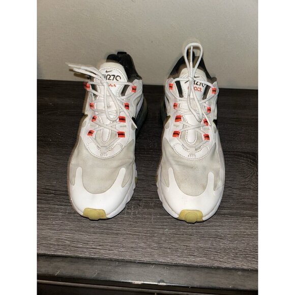 Nike Air Max 270 React White Athletic Lace Up Low Top Running Sneakers Size 9.5 - Picture 4 of 8
